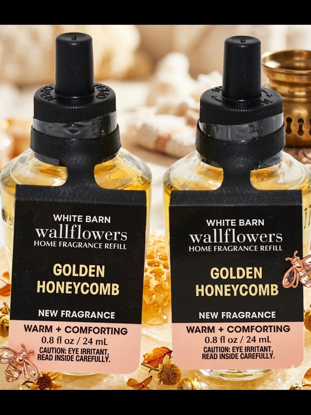 White Barn Golden Honeycomb Wallflowers Refill - Black & Gold